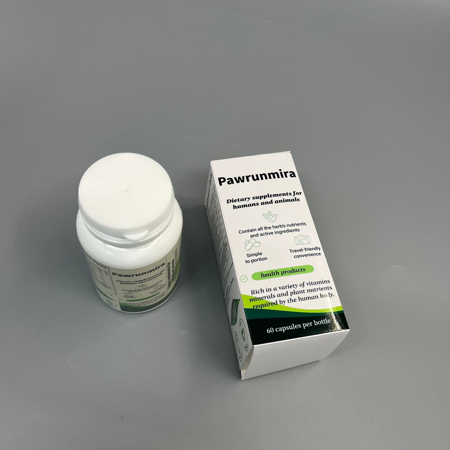Pawrunmira Dietary supplements for humans and animals Rich in Vitamins Minerals for Daily Nutrition Support, 60 Capsules Per Bottle