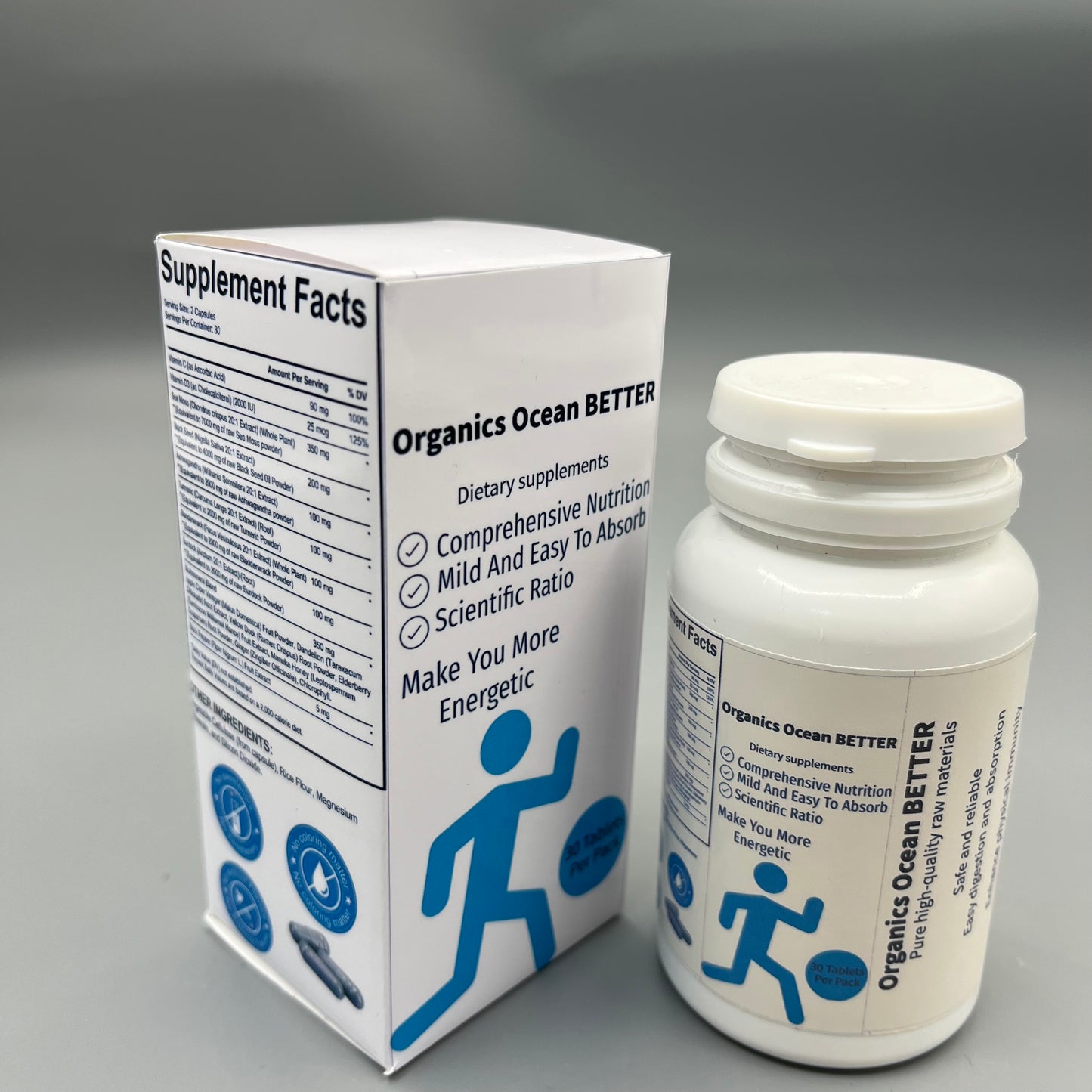 Organics Ocean BETTER  Dietary supplements    Mild Easy Absorb Multivitamin Tablets for Adults Daily Vitality Maintenance
