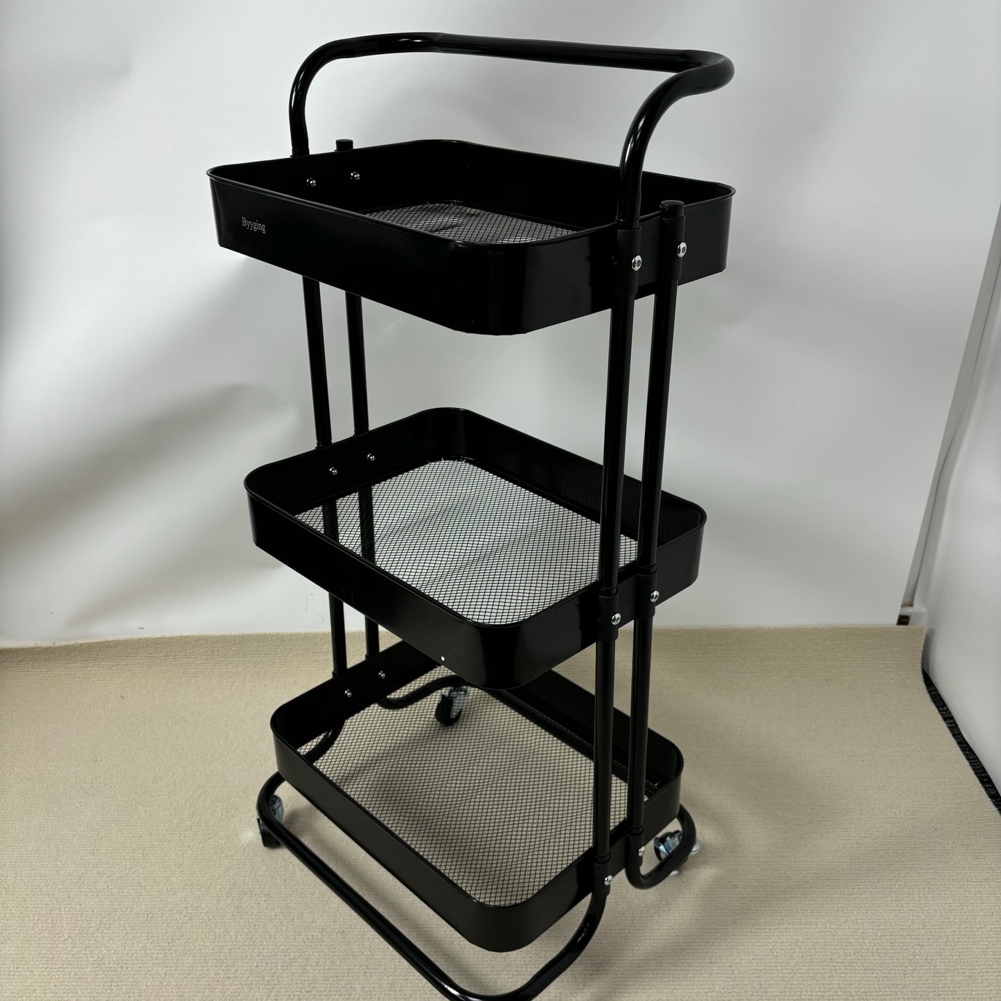 Byyging Bar carts 3 Tier Bar Cart, Liquor Utility Cart for Wine Beverage Dinner Party, Rolling Wine Coffee Drink Serving Cart