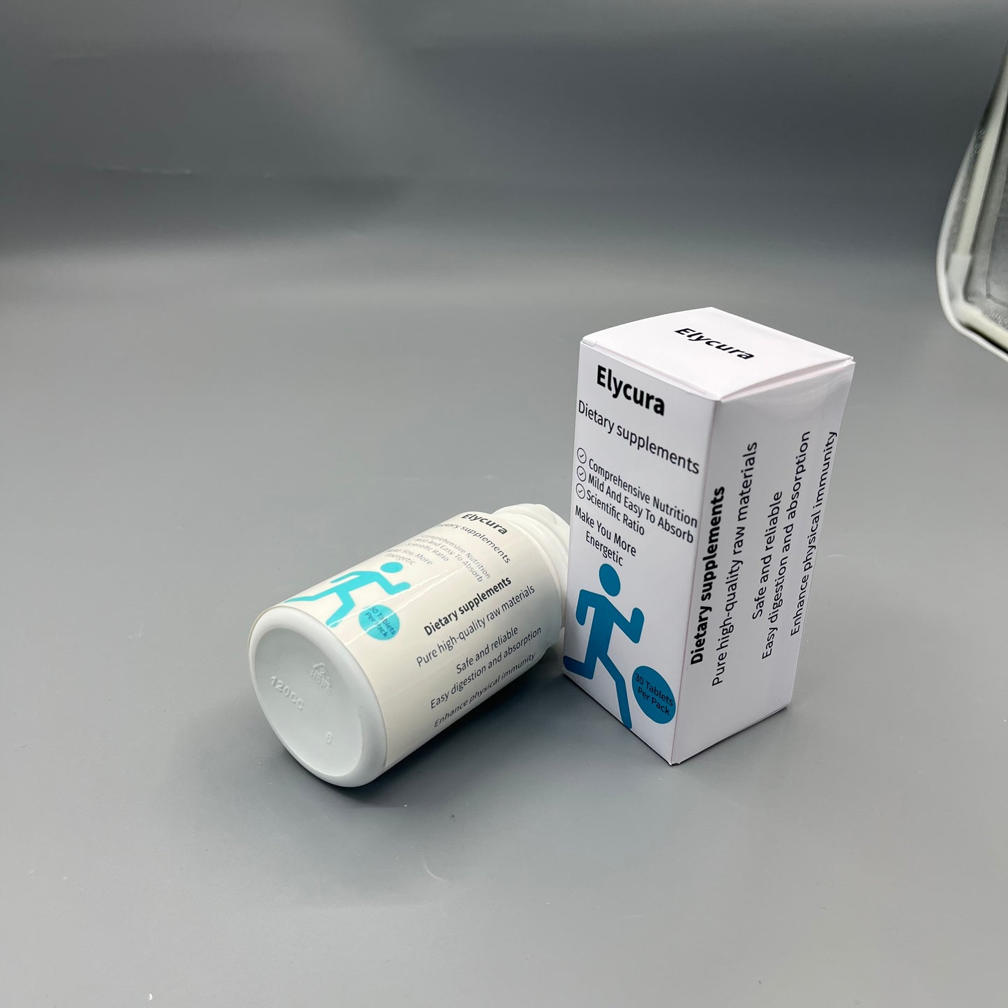 Elycura  Dietary supplements   with 30 tablets per pack, designed to boost users' daily energy levels.