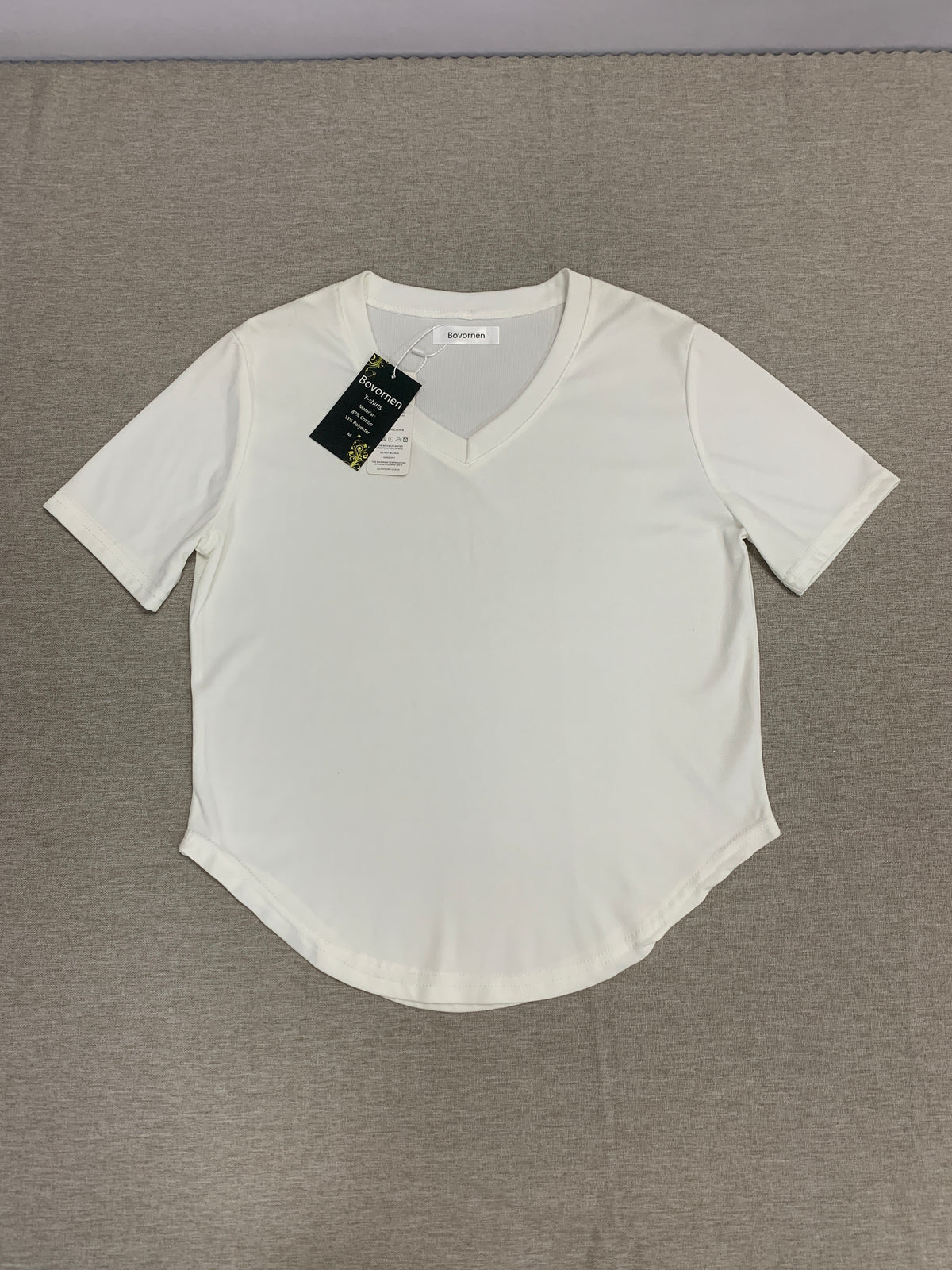 Bovornen  T-shirts Curved Hem Slim Fit Casual Tee Top