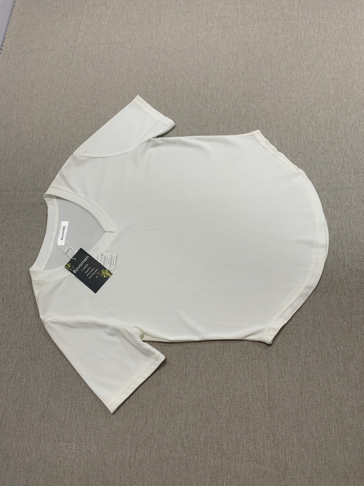 Bovornen  T-shirts Curved Hem Slim Fit Casual Tee Top
