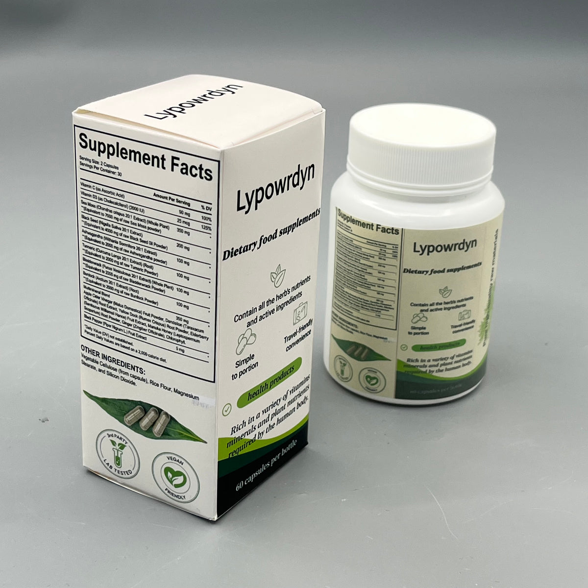 Lypowrdyn  Dietary food supplements Multi Vitamins & Plant Minerals Capsules, 60 Capsules Per Bottle for Daily Nutrient Support