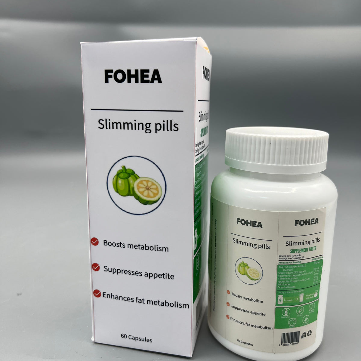 FOHEA  Slimming pills  Garcinia Cambogia Dietary Supplement Capsules, Supports Metabolism & Fat Management, 60 Capsules Per Bottle