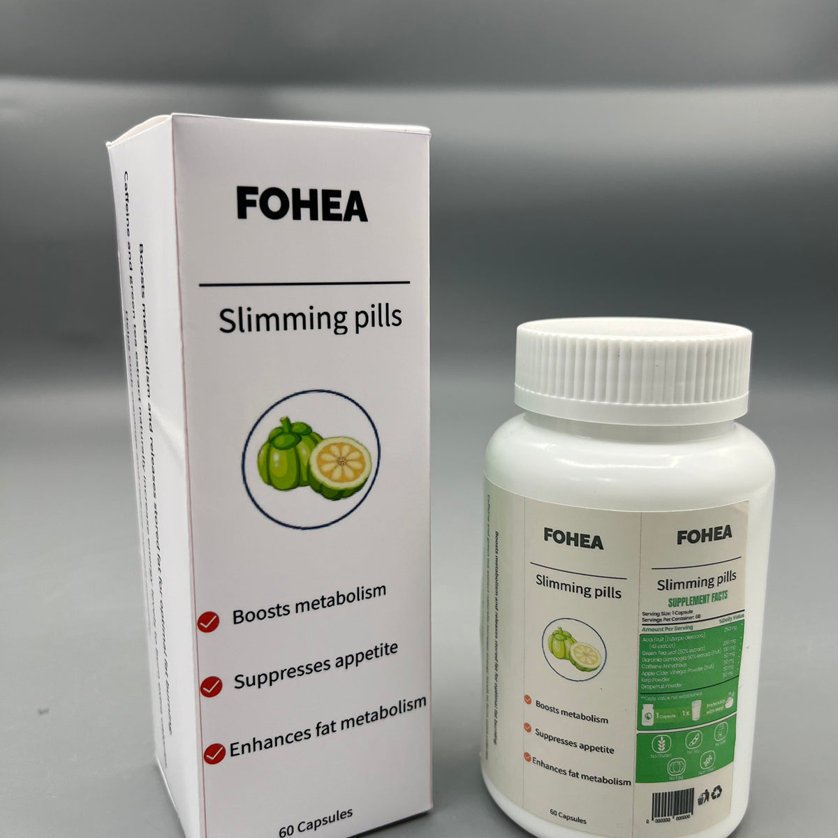 FOHEA  Slimming pills  Garcinia Cambogia Dietary Supplement Capsules, Supports Metabolism & Fat Management, 60 Capsules Per Bottle