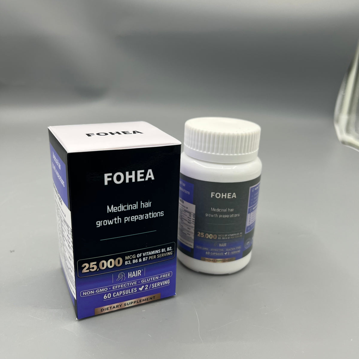 FOHEA  Medicinal hair growth preparations  , Hair Support Dietary Supplement Capsules, Vitamin B Complex for Hair Health, Non-GMO Gluten Free, 60 Capsules