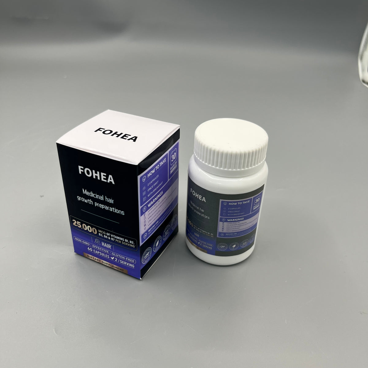 FOHEA  Medicinal hair growth preparations  , Hair Support Dietary Supplement Capsules, Vitamin B Complex for Hair Health, Non-GMO Gluten Free, 60 Capsules