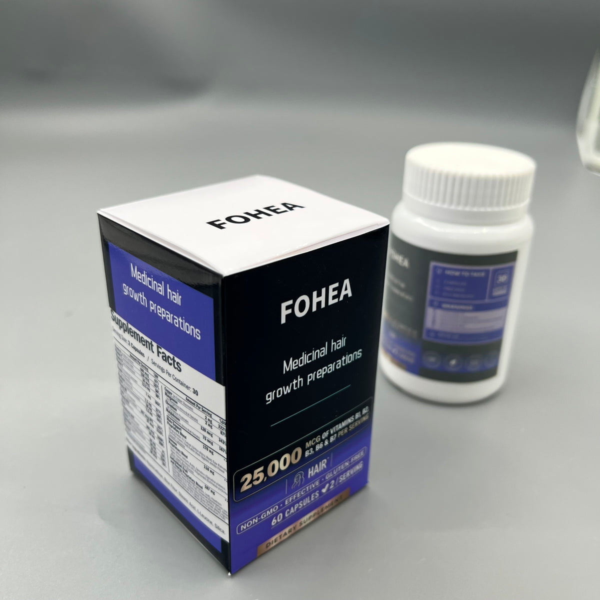 FOHEA  Medicinal hair growth preparations  , Hair Support Dietary Supplement Capsules, Vitamin B Complex for Hair Health, Non-GMO Gluten Free, 60 Capsules