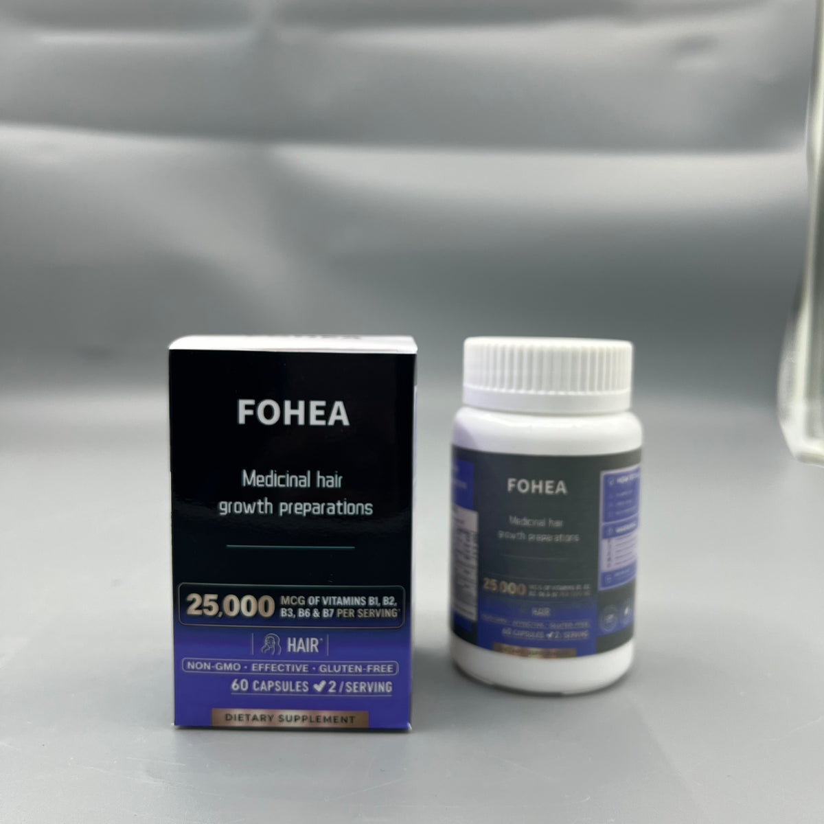 FOHEA  Medicinal hair growth preparations  , Hair Support Dietary Supplement Capsules, Vitamin B Complex for Hair Health, Non-GMO Gluten Free, 60 Capsules