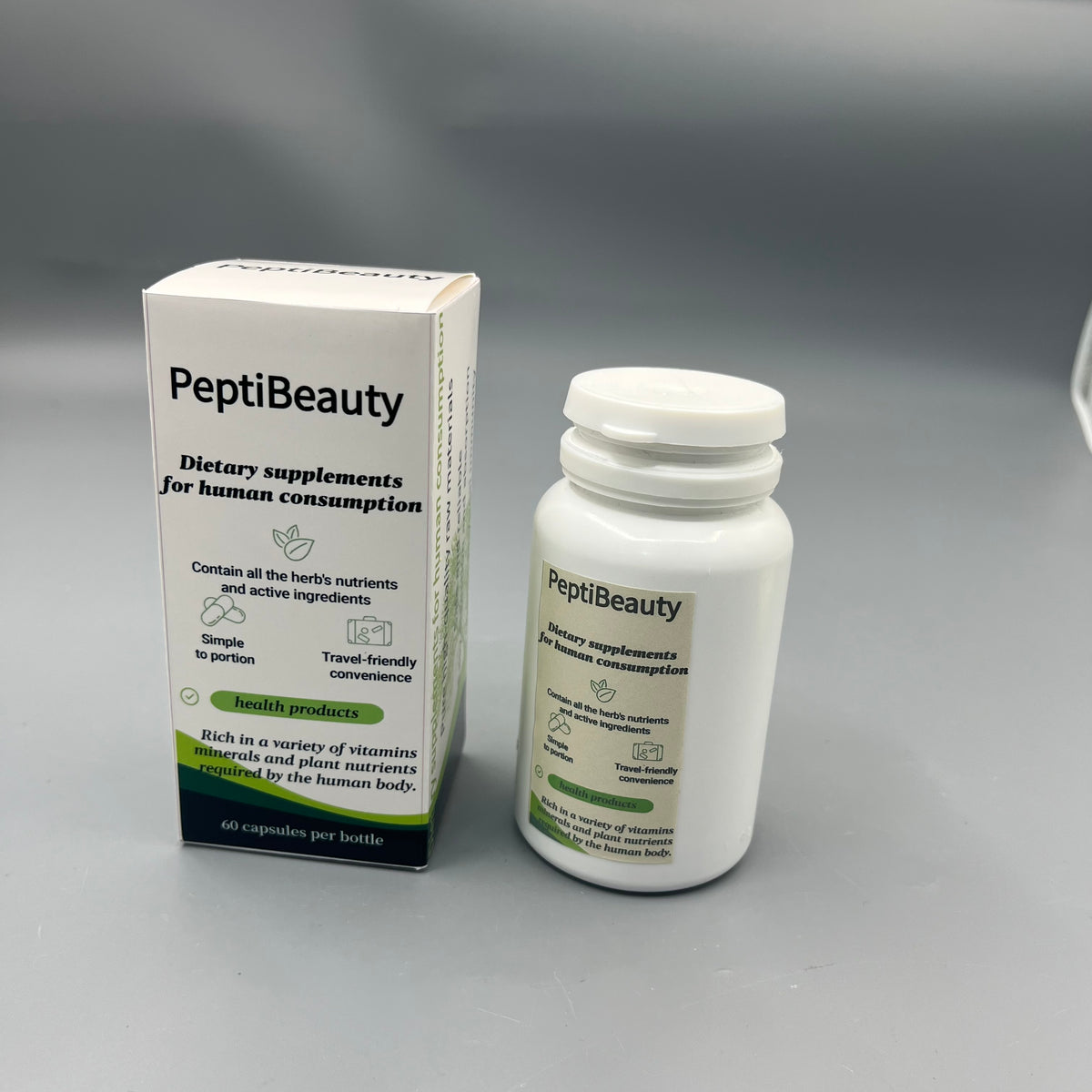 PeptiBeauty Dietary supplements for human consumption Herbal Beauty Wellness Capsules with Vitamins & Minerals, 60 Capsules Per Bottle