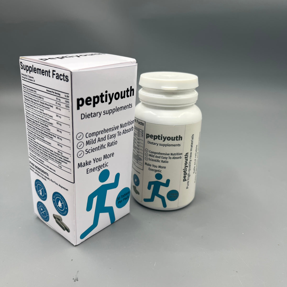 peptiyouth  Dietary supplements, Comprehensive Nutrition Tablets with Scientific Ratio, Mild & Easy to Absorb, 30 Tablets Per Pack