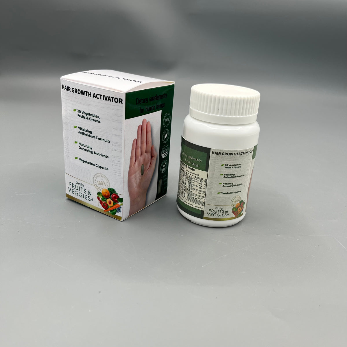 HAIR GROWTH ACTIVATOR   Dietary supplements for human beings Daily Fruits & Veggies Vitamin Supplement, Vegetarian Capsules with Natural Plant Nutrients for Hair Health
