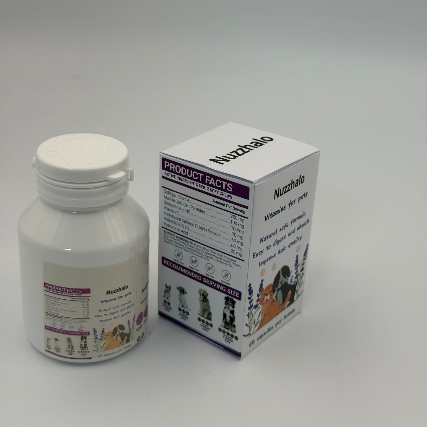 Nuzzhalo Vitamins for pets   Immune Support, Skin & Coat, Joint Health Supplement