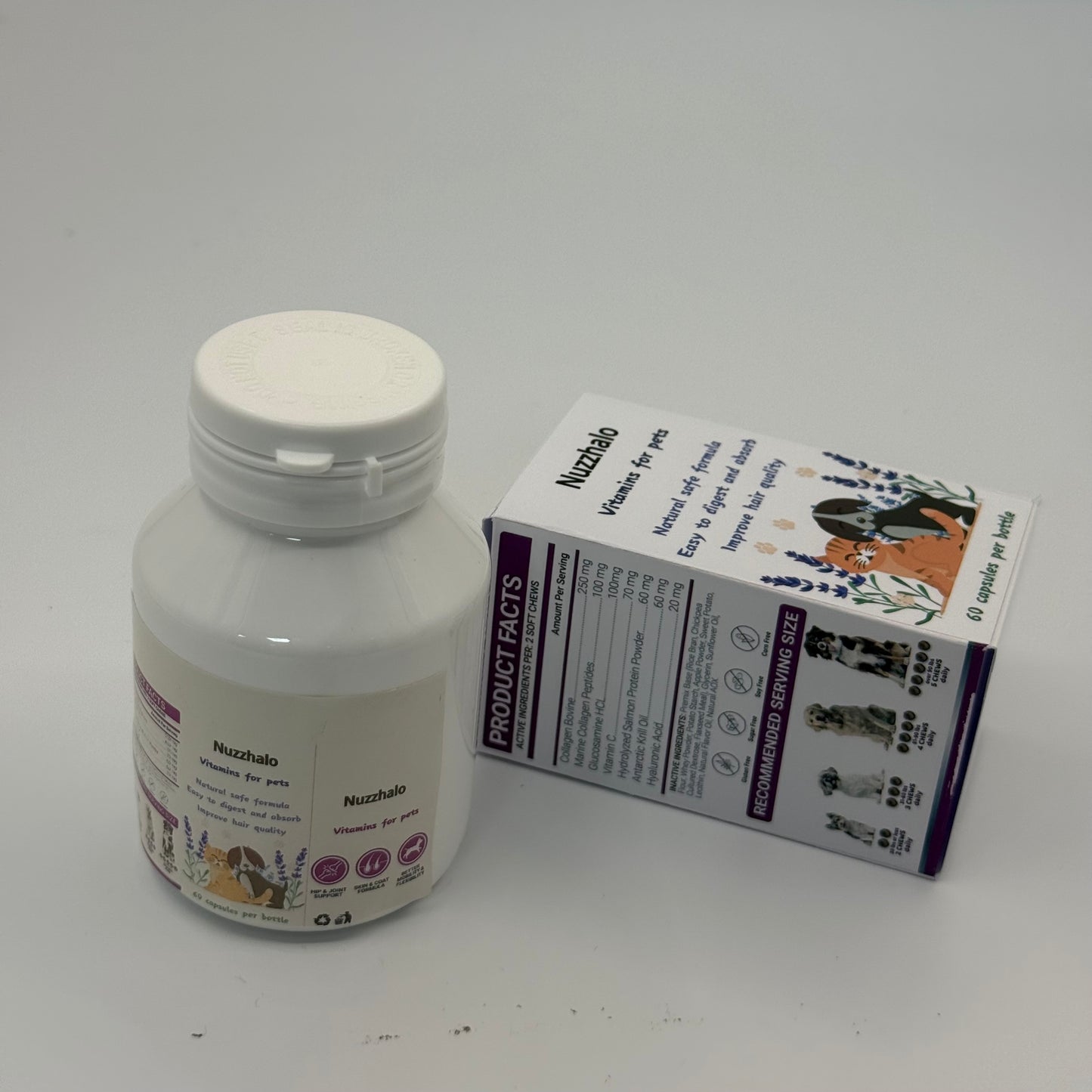 Nuzzhalo Vitamins for pets   Immune Support, Skin & Coat, Joint Health Supplement