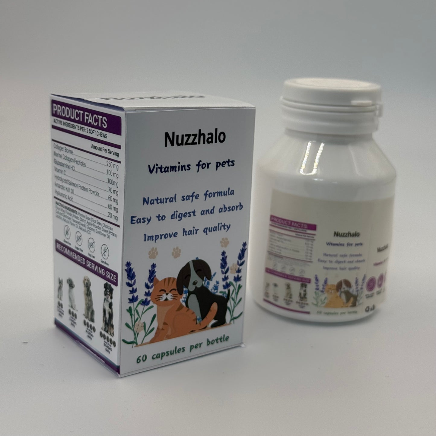 Nuzzhalo Vitamins for pets   Immune Support, Skin & Coat, Joint Health Supplement