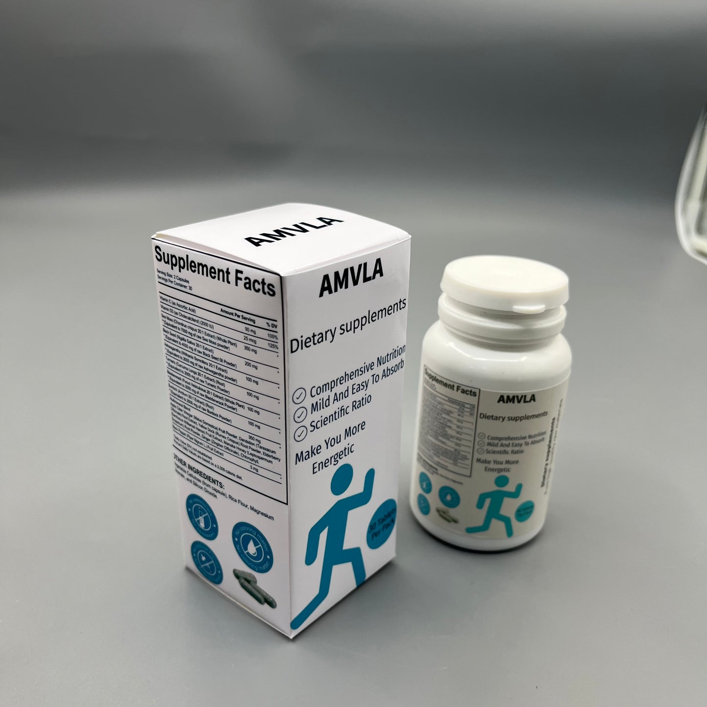 AMVLA Dietary supplements Mild Easy Absorb Plant Based Wellness Pills for Adult Daily Vitality Boost